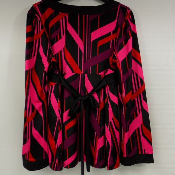 INC International Concepts Long Sleeve Blouse With Attached Belt Back Tie Size L - Picture 4 of 7